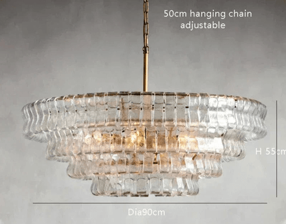 DIAMÈTRE 90cm gold clear / LUMIÈRE NEUTRE Lustre art déco en verre