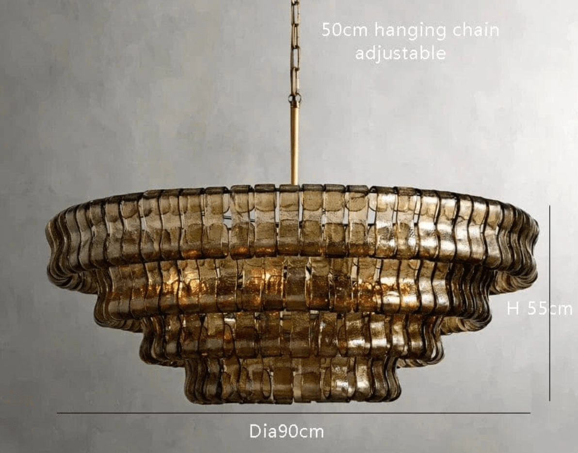 DIAMÈTRE 90cmgold gray / LUMIÈRE NEUTRE Lustre art déco en verre