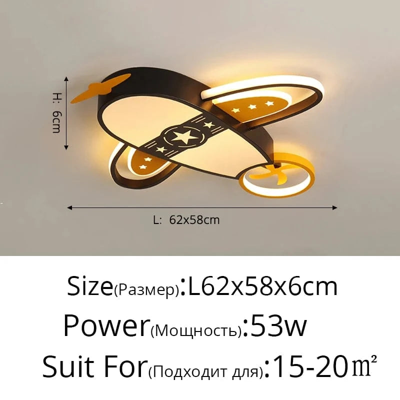 A Black 62x58cm / LUMIÈRE TRICOLORE DIMMABLE ( CHAUD FROID NEUTRE ) Lustre avion bebe