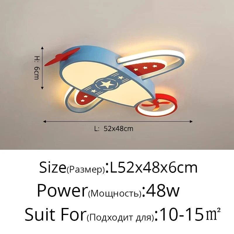 A Blue 52x48cm / LUMIÈRE TRICOLORE DIMMABLE ( CHAUD FROID NEUTRE ) Lustre avion bebe