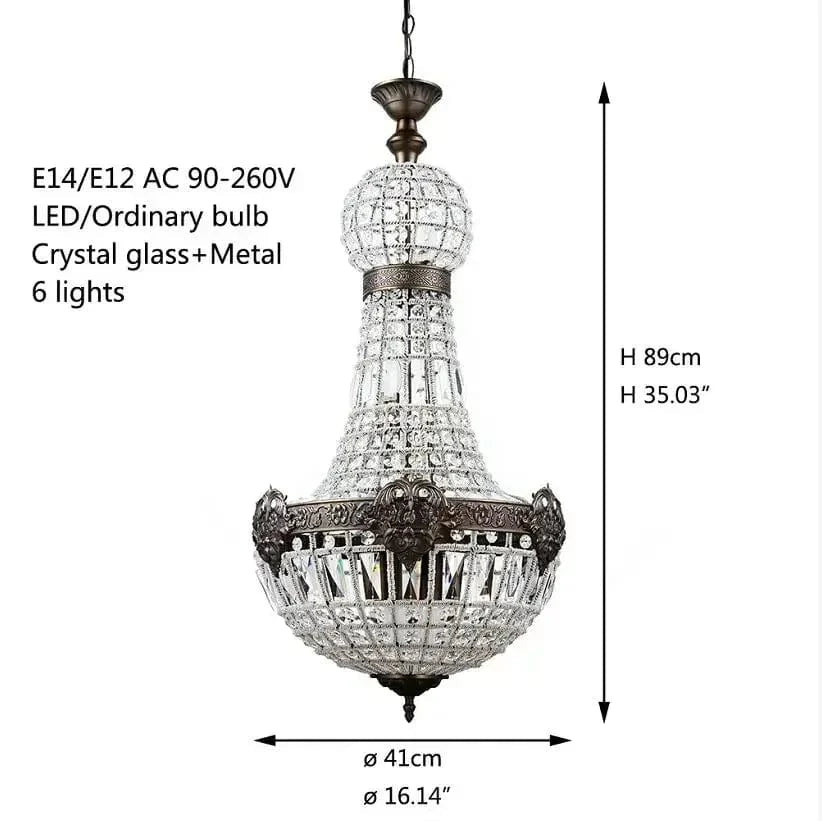 A large Lustre baroque en cristal et fer forgé