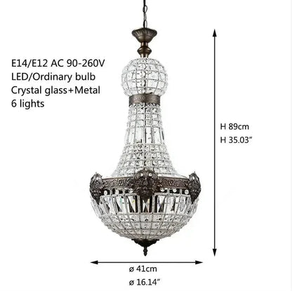 A large Lustre baroque en cristal et fer forgé