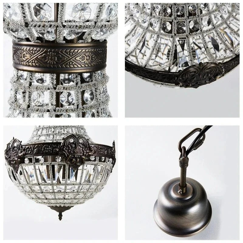 Lustre baroque en cristal et fer forgé