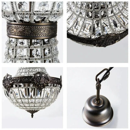 Lustre baroque en cristal et fer forgé