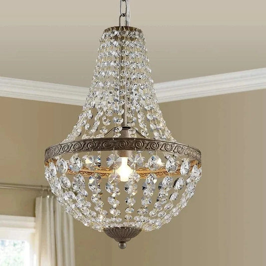 Lustre baroque en cristal et fer forgé