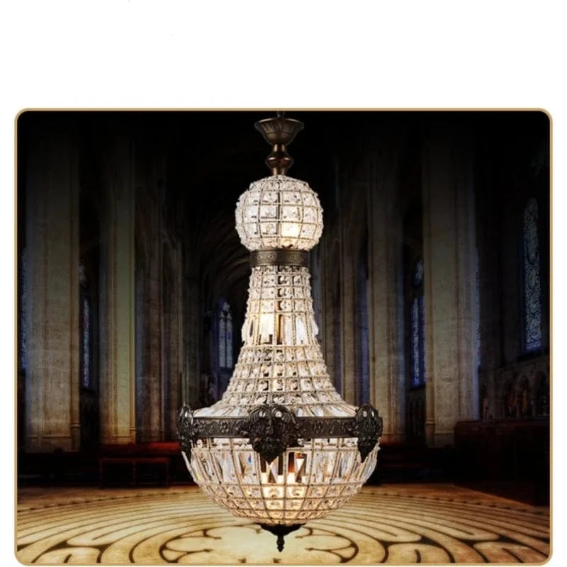 Lustre baroque en cristal et fer forgé