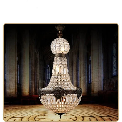 Lustre baroque en cristal et fer forgé
