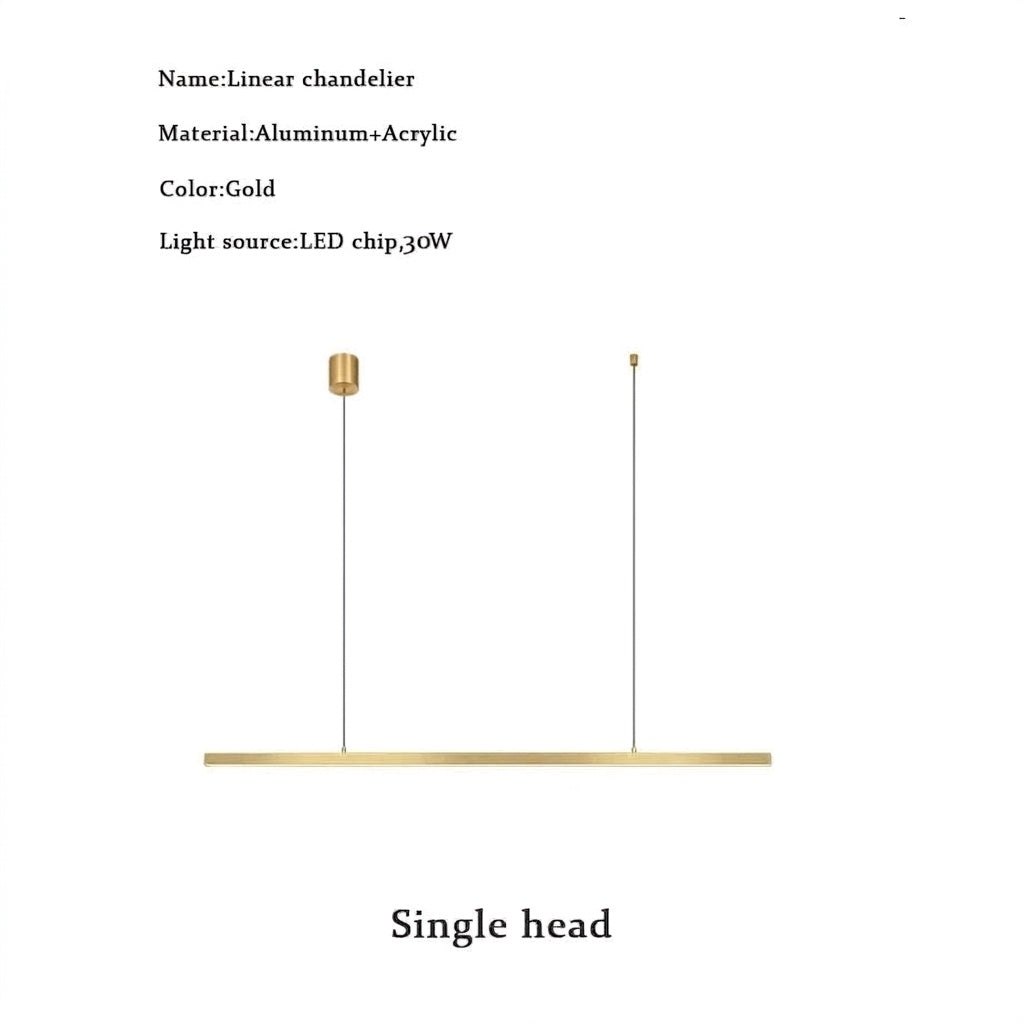 Lustre barre led doré 1-TÊTES LONGUEUR 115cm / LUMIÈRE NEUTRE 4000K