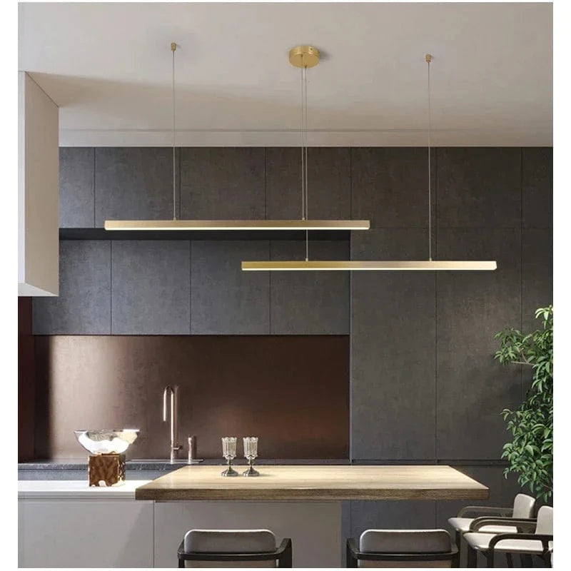 Lustre barre led doré