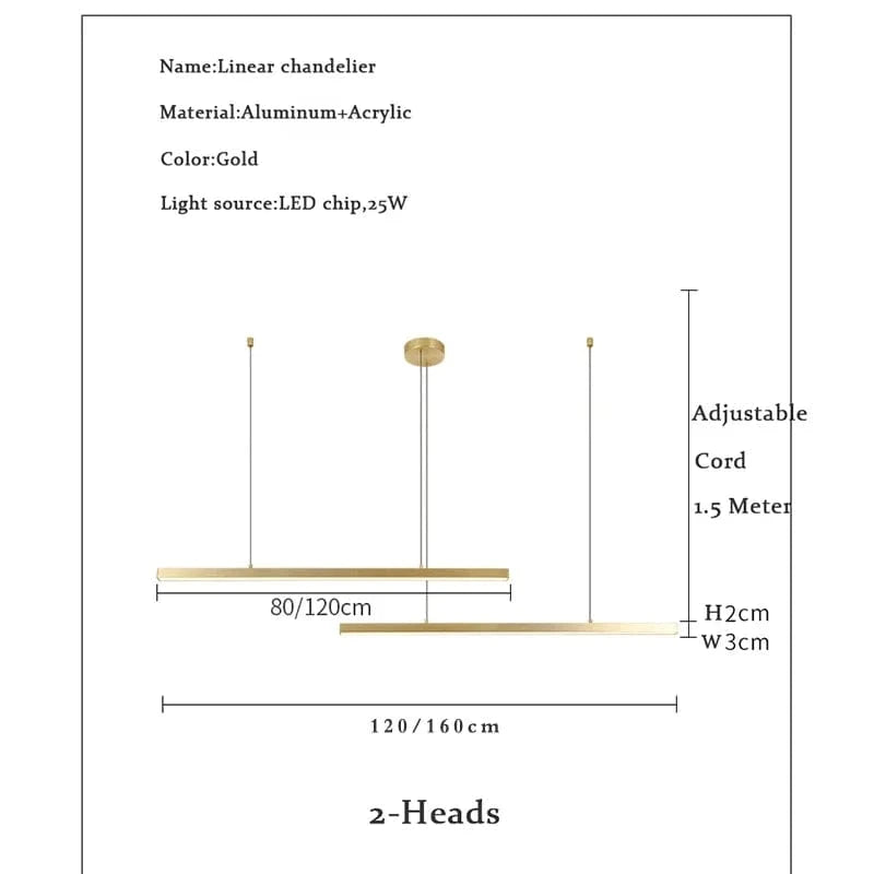 Lustre barre led doré