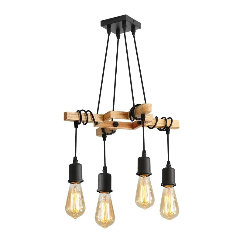 black / L / GERMANY Lustre bois 4 ampoules