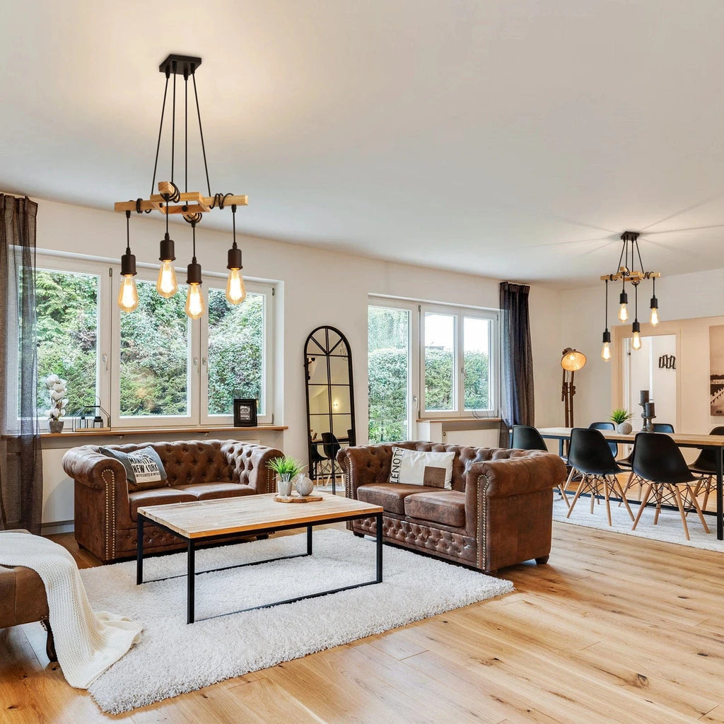 Lustre bois 4 ampoules