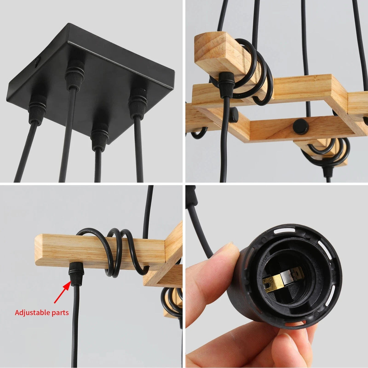 Lustre bois 4 ampoules