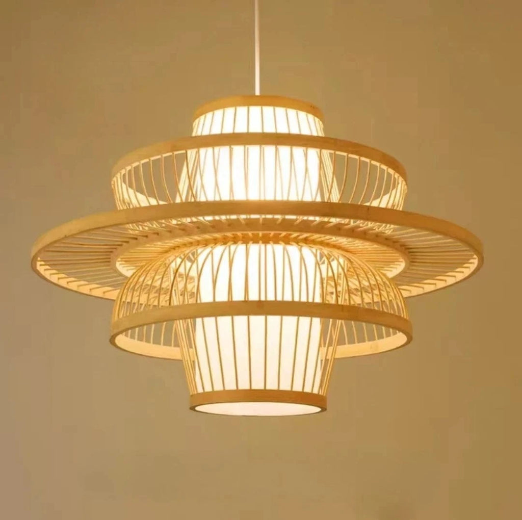 D40cm / No Bulb Lustre bois style asiatique