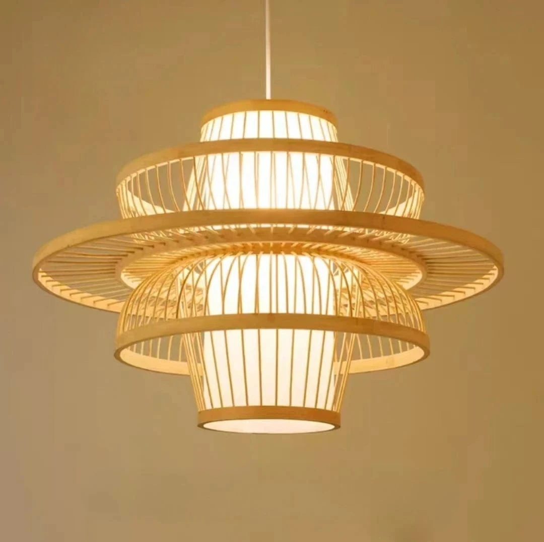 D40cm / No Bulb Lustre bois style asiatique