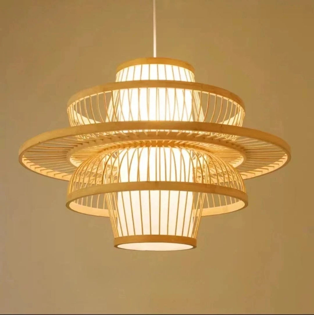 D50cm / No Bulb Lustre bois style asiatique