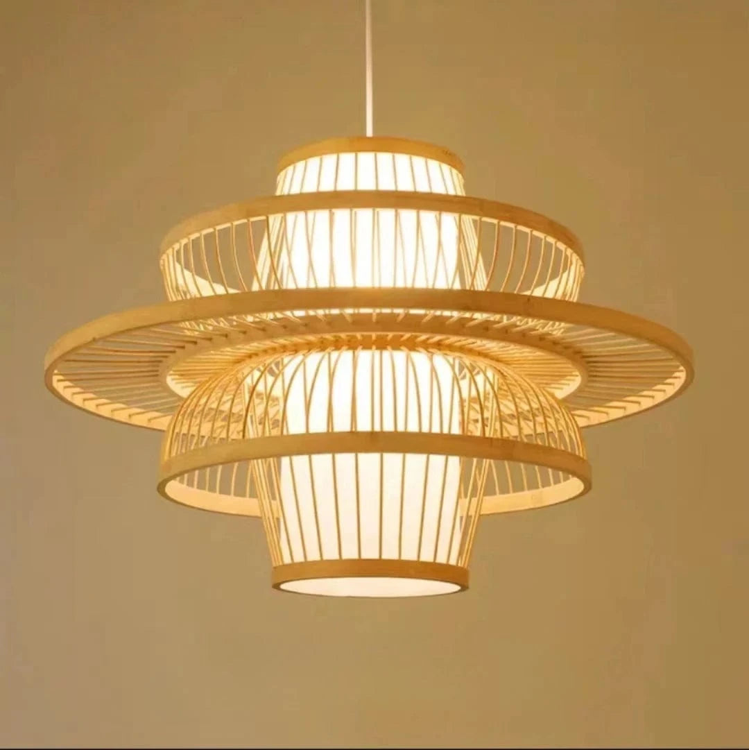 D50cm / No Bulb Lustre bois style asiatique