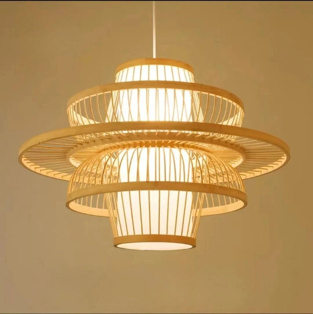 D60cm / Warm White Lustre bois style asiatique