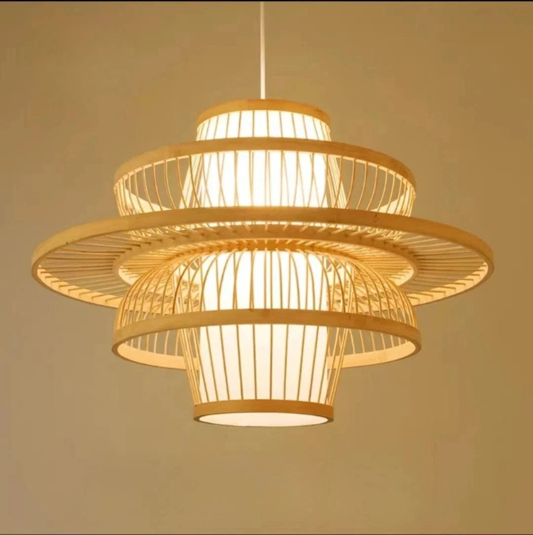 D60cm / Warm White Lustre bois style asiatique