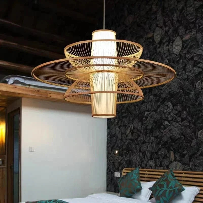Lustre bois style asiatique