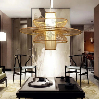 Lustre bois style asiatique