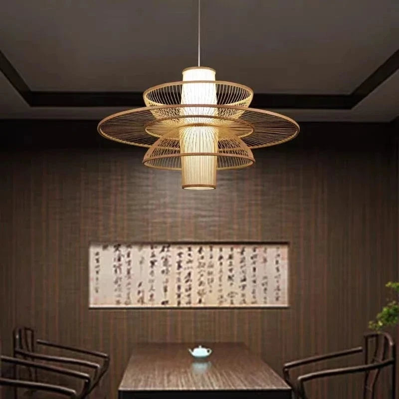 Lustre bois style asiatique