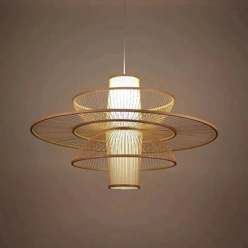Lustre bois style asiatique