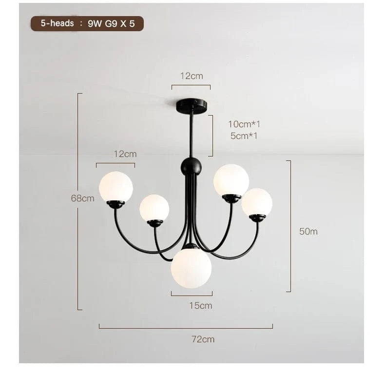 black-5heads / CHINA Lustre boule 5 têtes