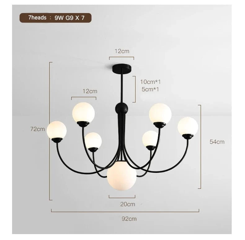 black-7heads / CHINA Lustre boule 5 têtes