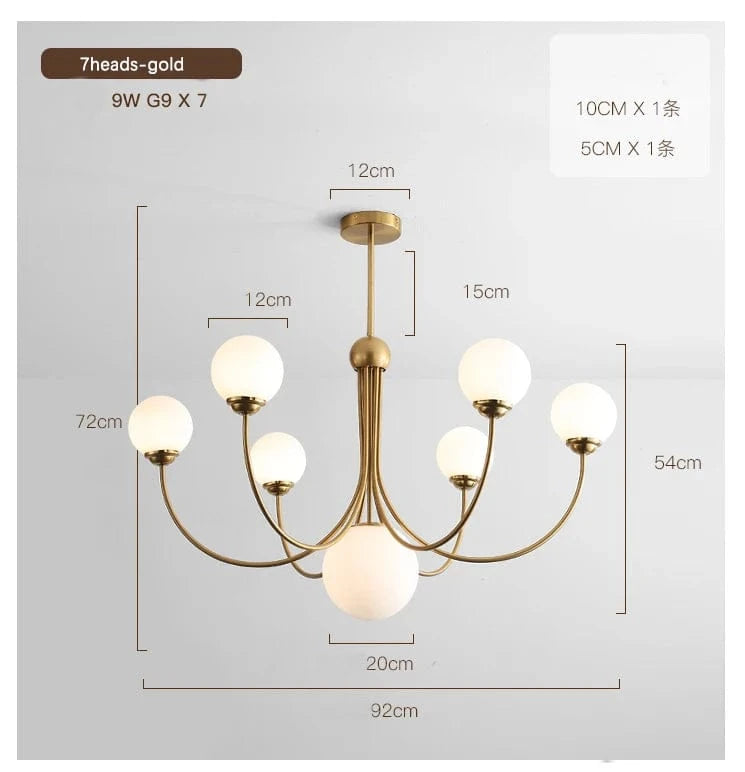 gold-7heads / CHINA Lustre boule 5 têtes