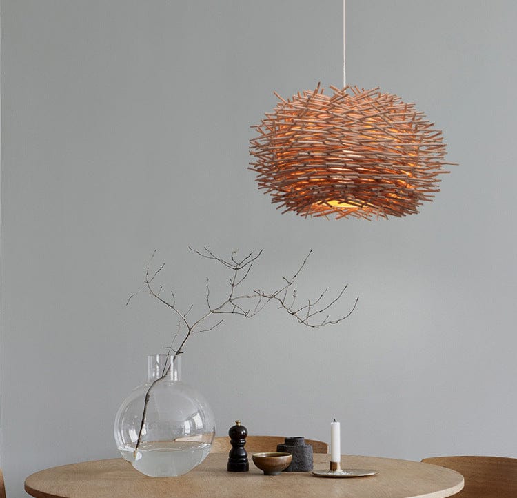 Lustre boule rotin