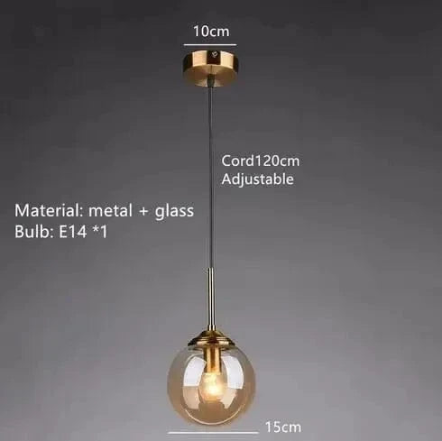 1 Ball-Amber / Cold White Lustre bulle design Postmoderne