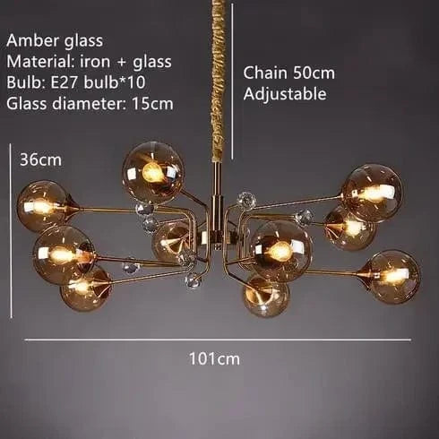 10 Balls-Amber / Cold White Lustre bulle design Postmoderne