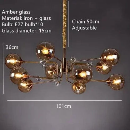 10 Balls-Amber / Cold White Lustre bulle design Postmoderne