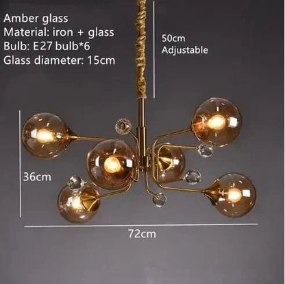 6 Balls-Amber / Cold White Lustre bulle design Postmoderne