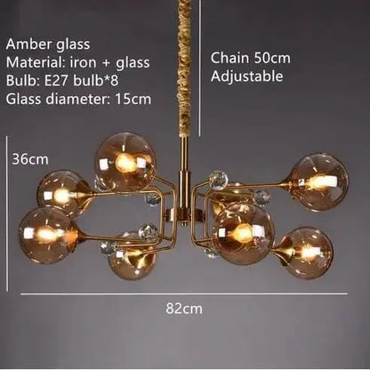 8 Balls-Amber / Cold White Lustre bulle design Postmoderne