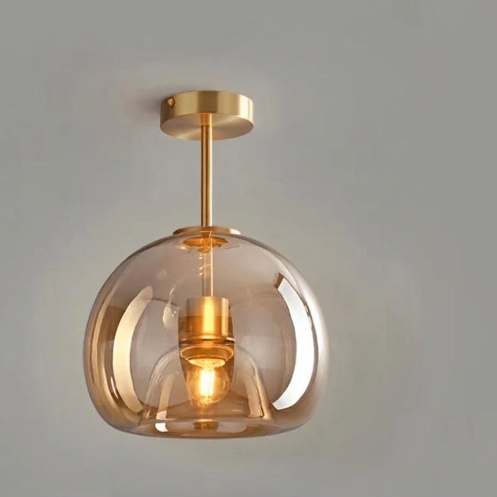 Lustre bulle verre AMBRÉ
