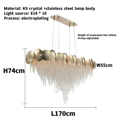 LONG 170 CM A / LUMIÈRE FROIDE 6000k Lustre cascade