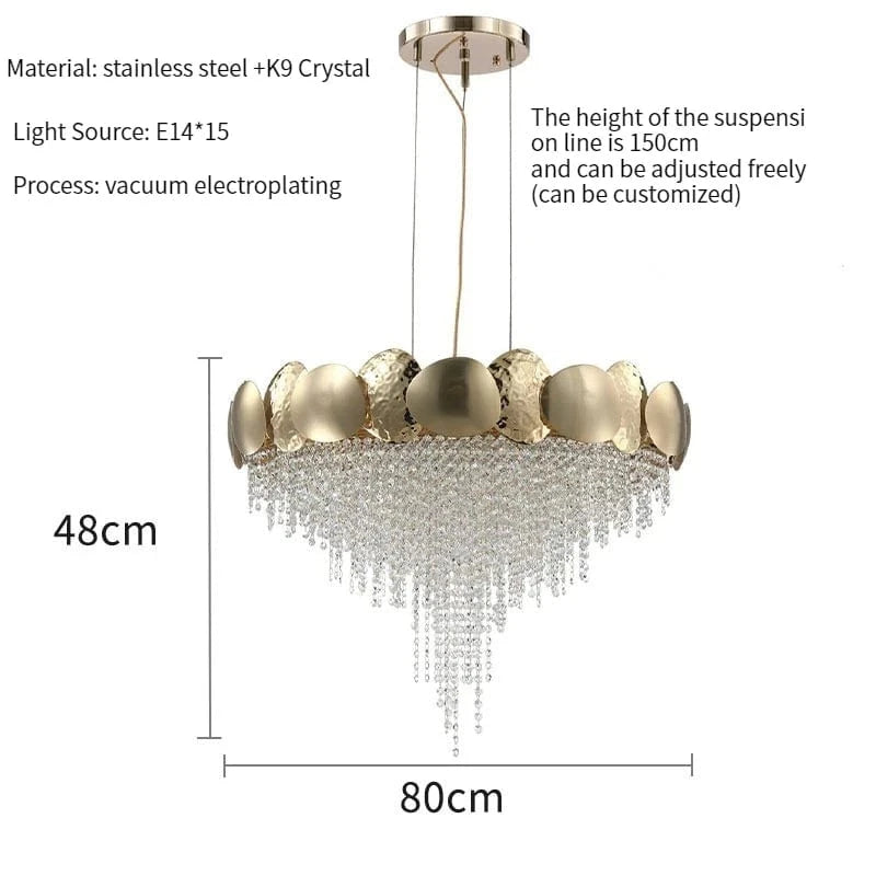 ROND 80 CM A / LUMIÈRE FROIDE 6000k Lustre cascade