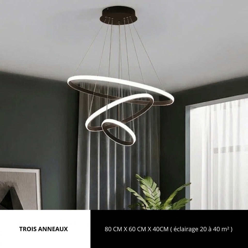 Lustre cercle NOIR 3 ANNEAUX 80 X 60 X 40 CM