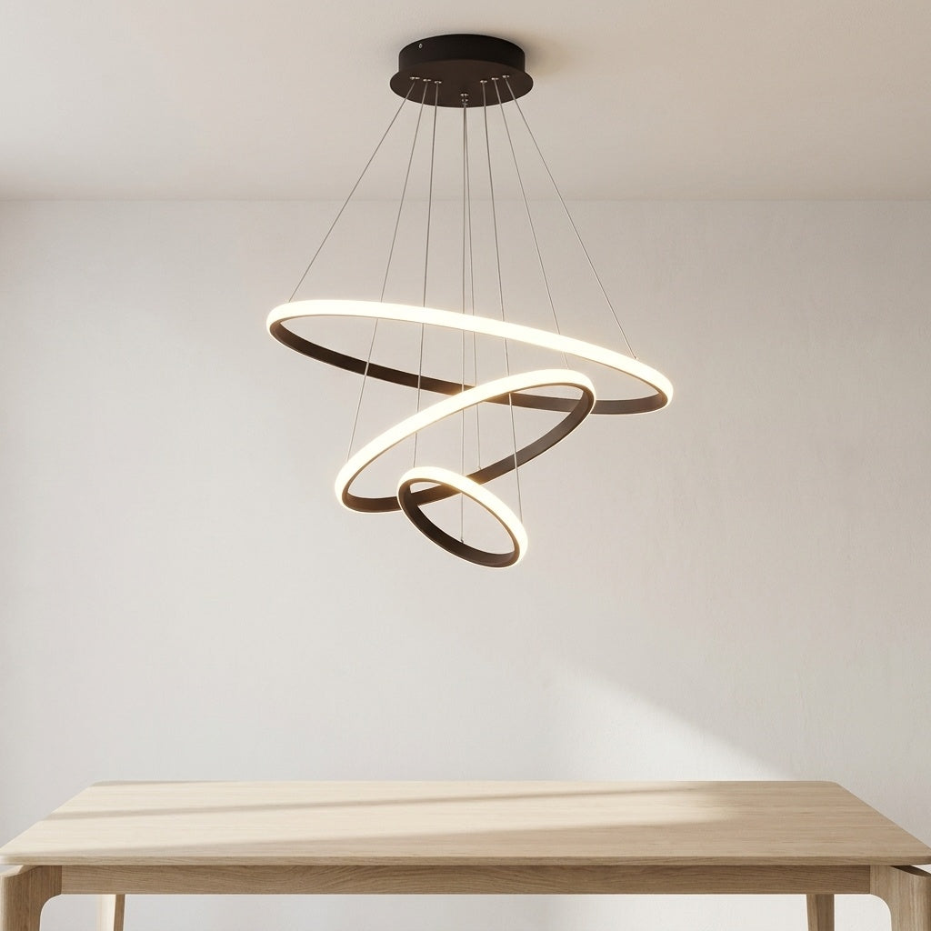 Lustre cercle NOIR 3 ANNEAUX 80 X 60 X 40 CM