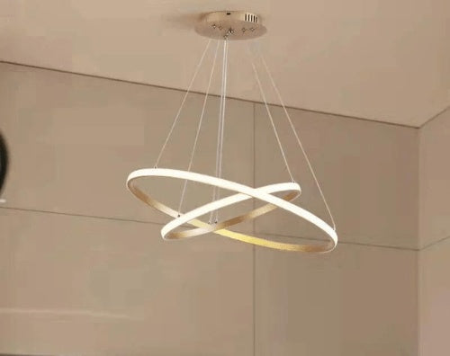 Lustre cercle OR 2 ANNEAUX 40 X 20 CM