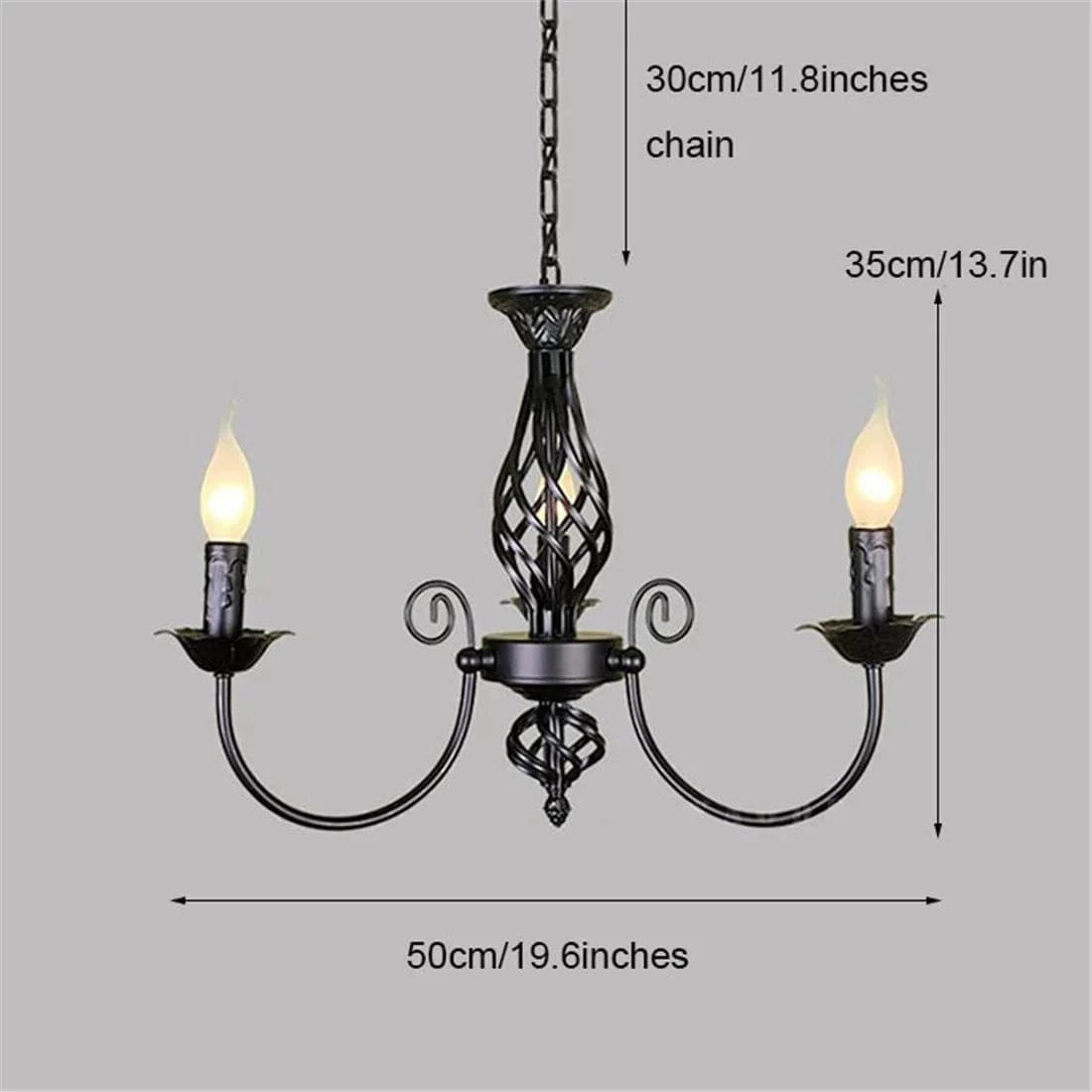 3light / 5W warm white E14 Lustre chandelier style ancien fer forgé noir