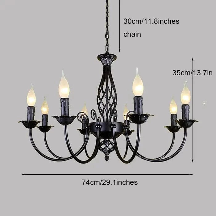 8light / without bulb Lustre chandelier style ancien fer forgé noir