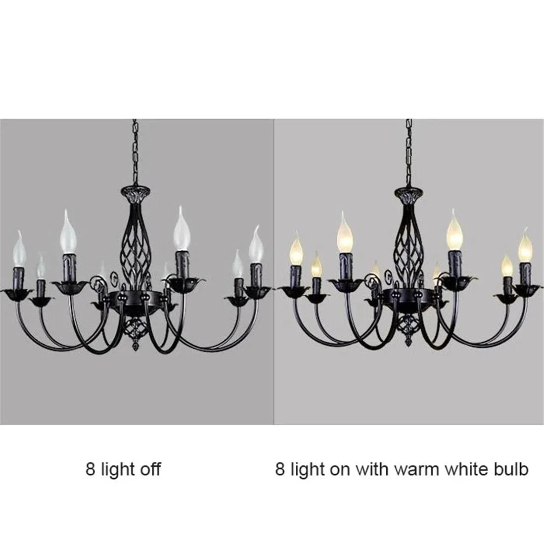 Lustre chandelier style ancien fer forgé noir