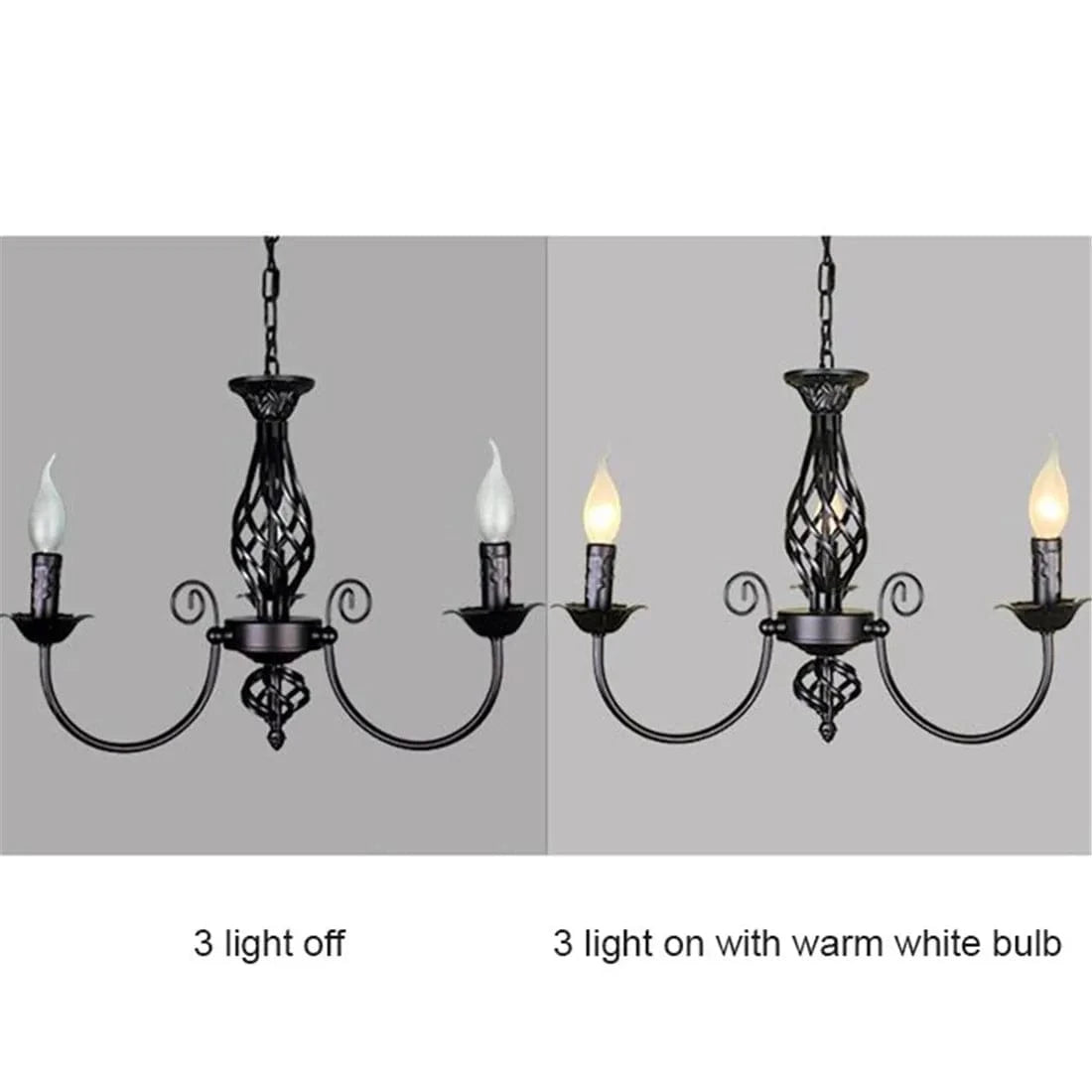 Lustre chandelier style ancien fer forgé noir