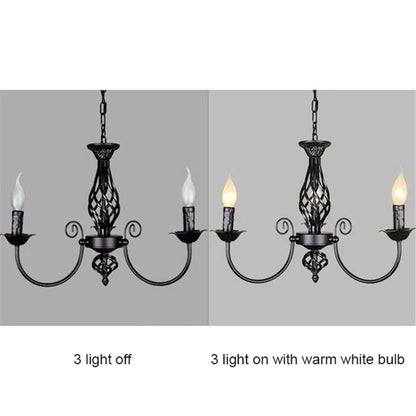Lustre chandelier style ancien fer forgé noir