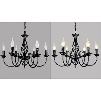 Lustre chandelier style ancien fer forgé noir