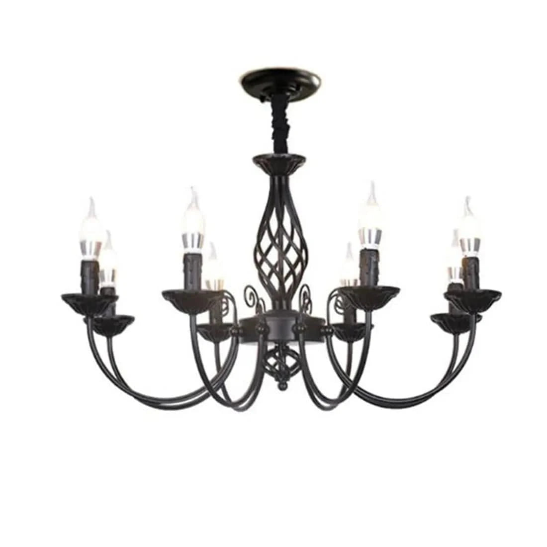 Lustre chandelier style ancien fer forgé noir