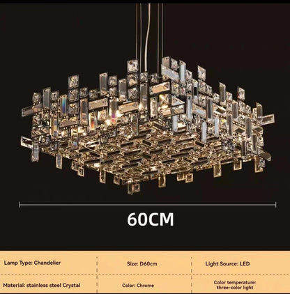 60x60x21 CM / TRICOLORE (CONTRÔLE INTERRUPTEUR) Lustre de luxe salon